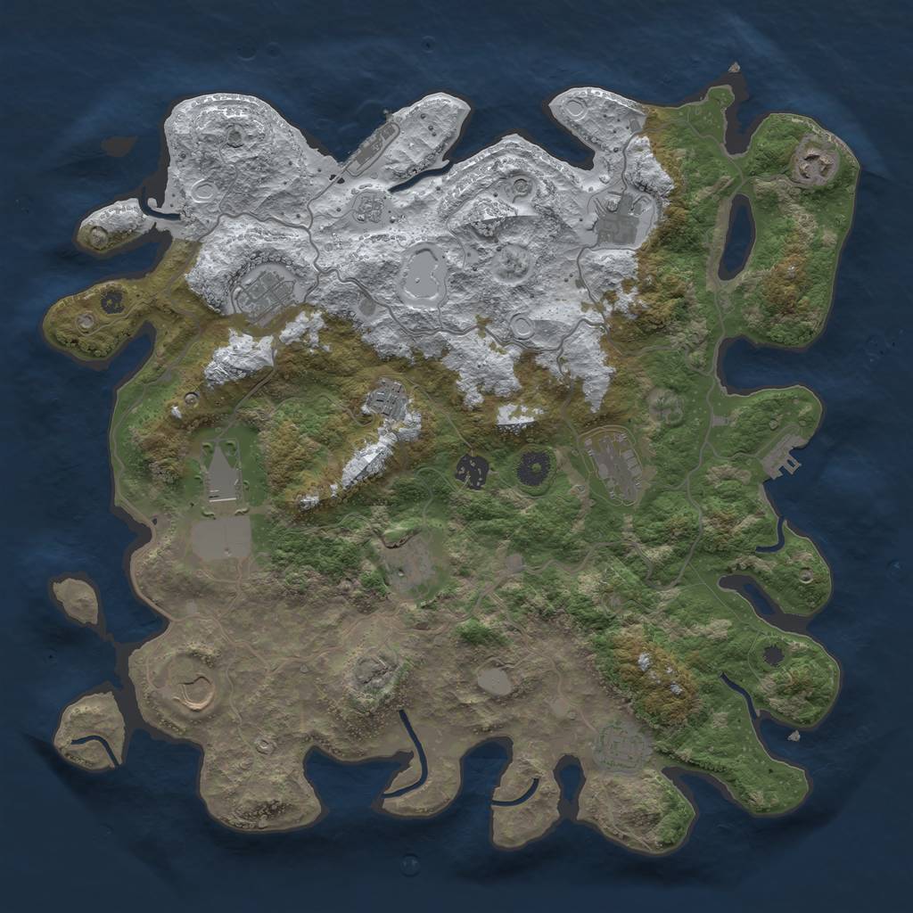 Rust Map: Procedural Map, Size: 4000, Seed: 588983839, 19 Monuments