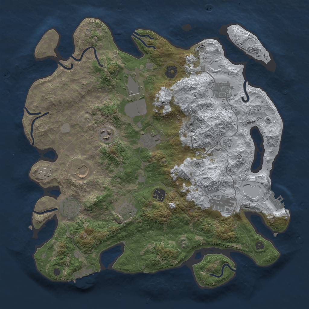 Rust Map: Procedural Map, Size: 3700, Seed: 1286206199, 19 Monuments