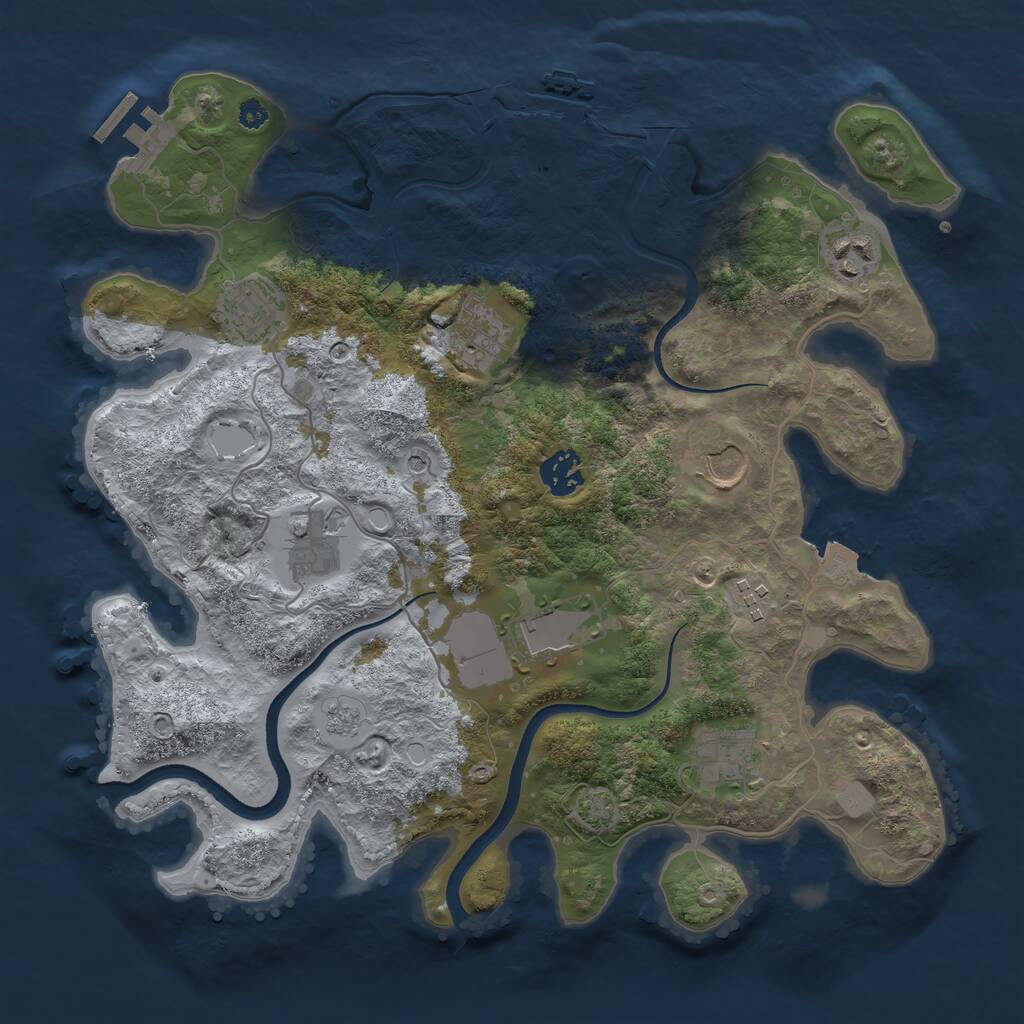Rust Map: Procedural Map, Size: 3500, Seed: 77778989, 15 Monuments