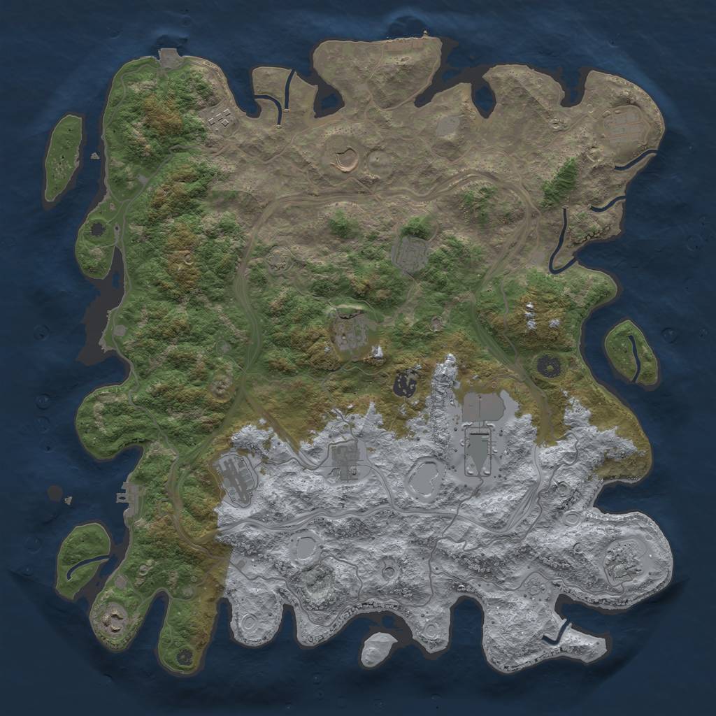 Rust Map: Procedural Map, Size: 4500, Seed: 55000, 19 Monuments