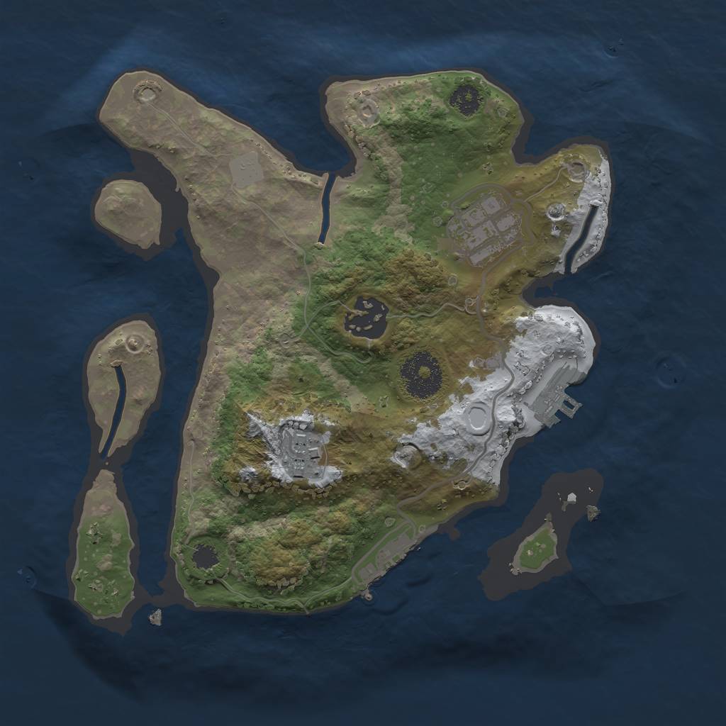 Rust Map: Procedural Map, Size: 2500, Seed: 580752910, 10 Monuments
