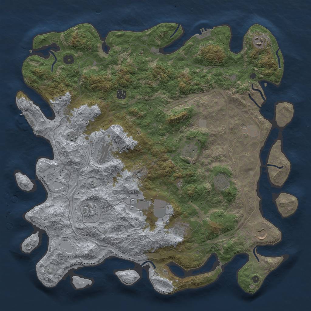 Rust Map: Procedural Map, Size: 4500, Seed: 855048, 20 Monuments