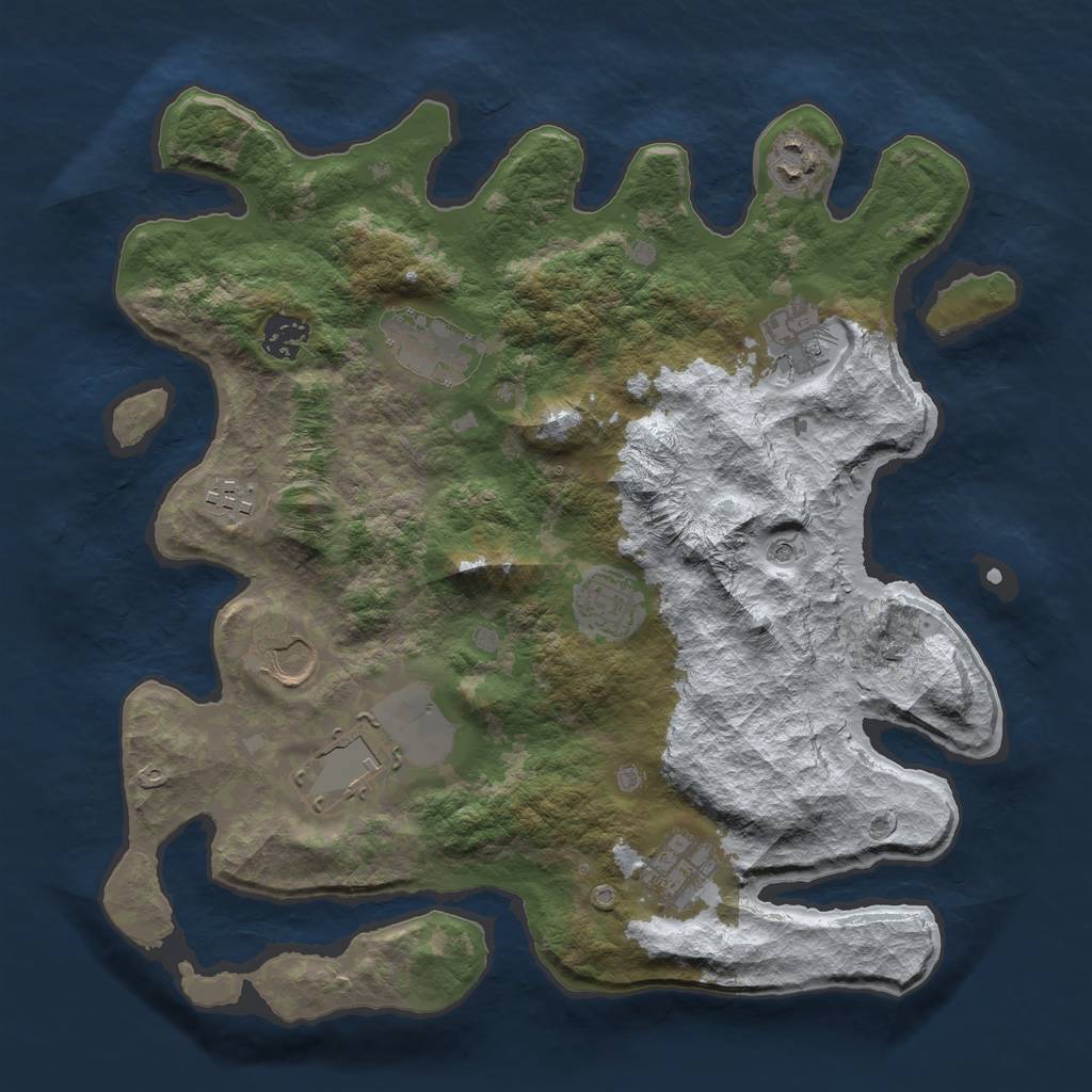 Rust Map: Barren, Size: 3500, Seed: 865402679, 12 Monuments