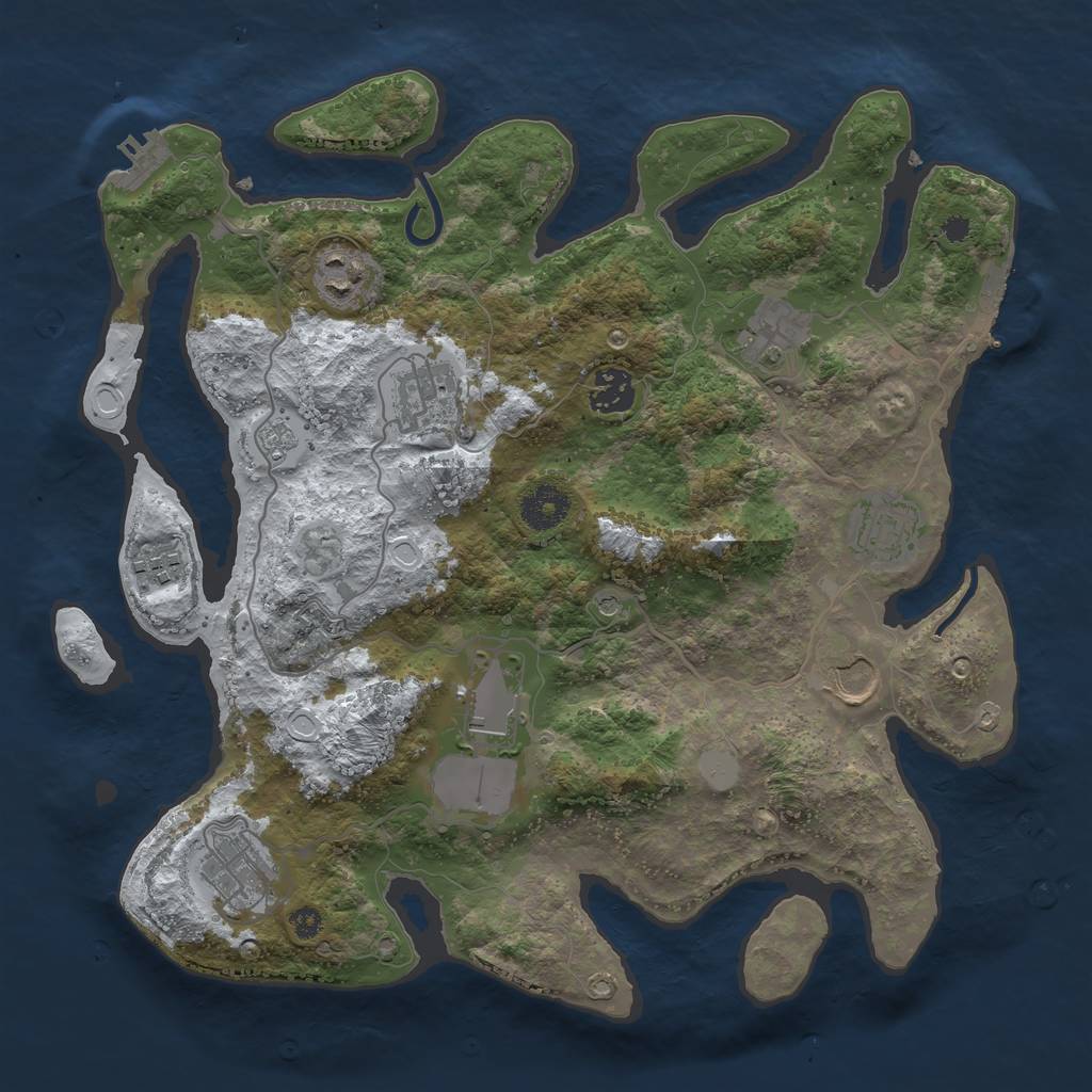 Rust Map: Procedural Map, Size: 3500, Seed: 662343, 18 Monuments