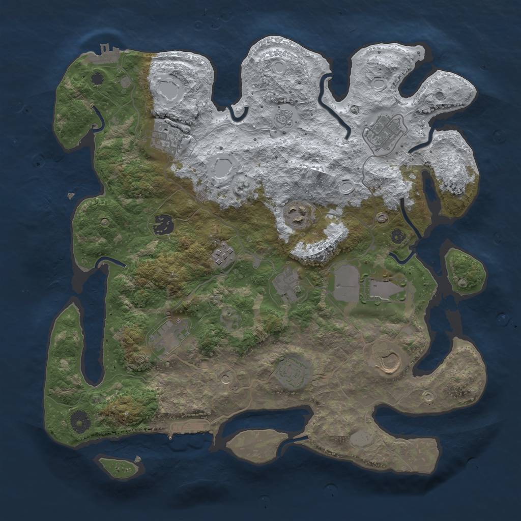 Rust Map: Procedural Map, Size: 3700, Seed: 510842222, 19 Monuments