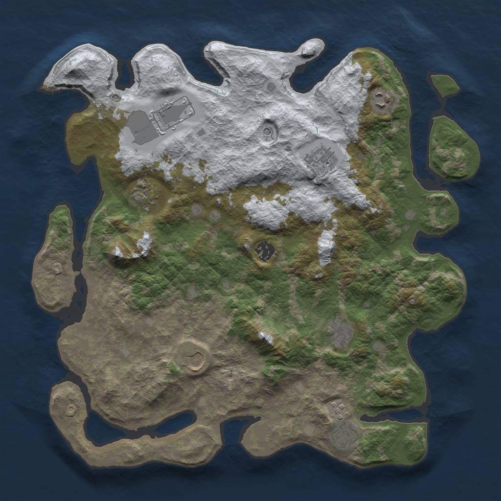 Rust Map: Barren, Size: 4000, Seed: 214, 12 Monuments
