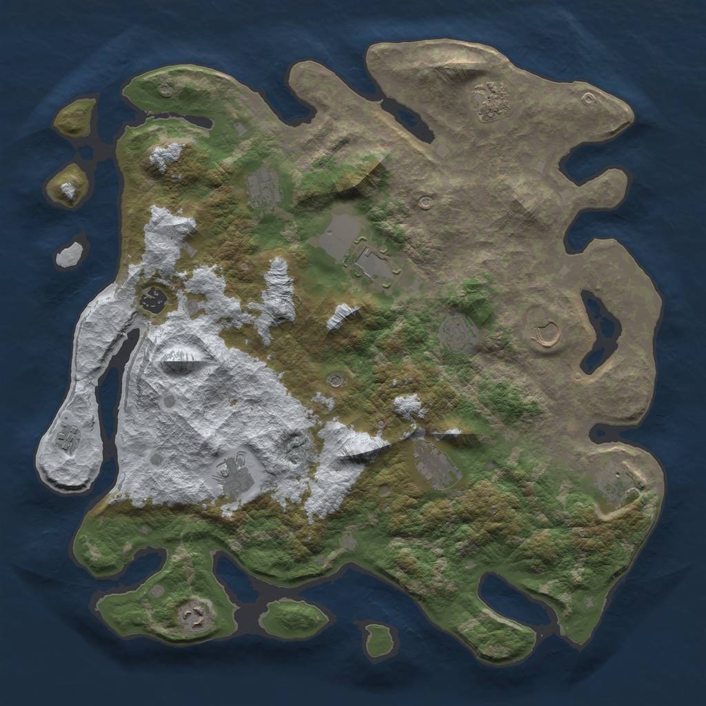 Rust Map: Barren, Size: 4250, Seed: 156481805, 14 Monuments