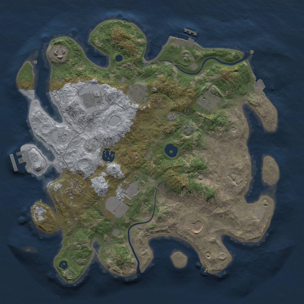 Rust Map: Procedural Map, Size: 3500, Seed: 237619381, 14 Monuments