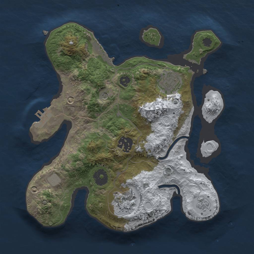 Rust Map: Procedural Map, Size: 2500, Seed: 123761, 12 Monuments
