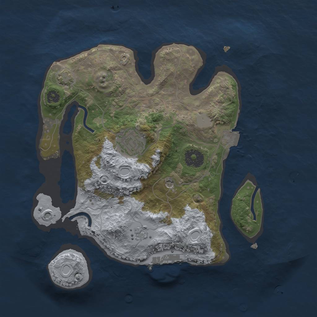 Rust Map: Procedural Map, Size: 2500, Seed: 124, 8 Monuments
