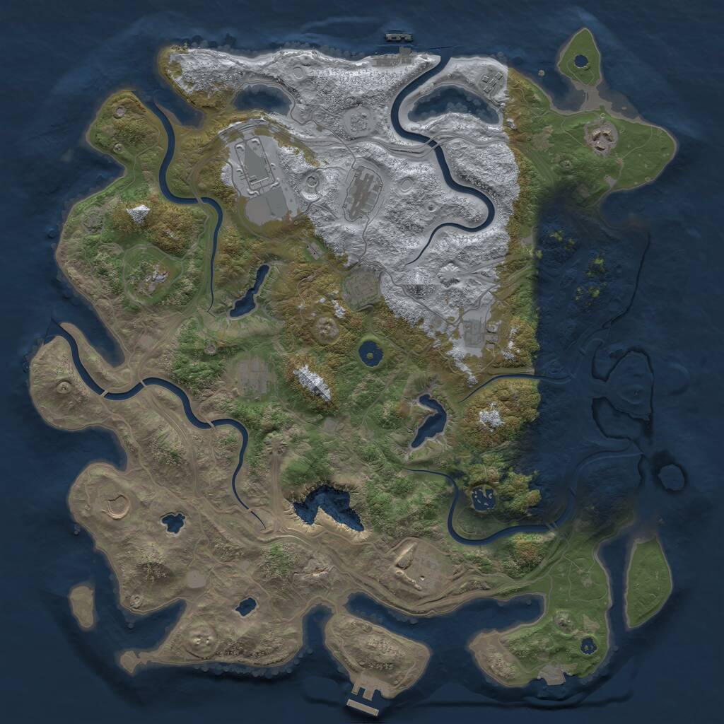 Rust Map: Procedural Map, Size: 4500, Seed: 1070991982, 17 Monuments