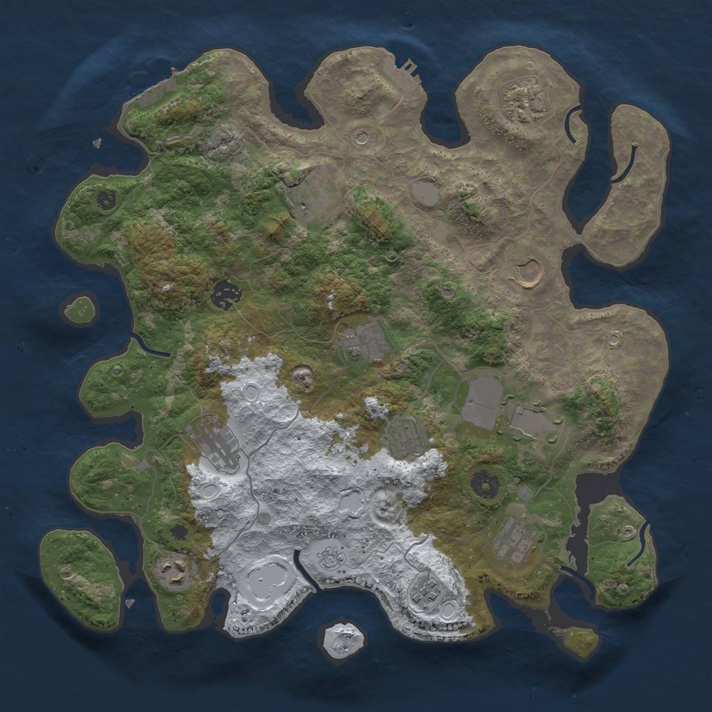 Rust Map: Procedural Map, Size: 3700, Seed: 180724668, 20 Monuments