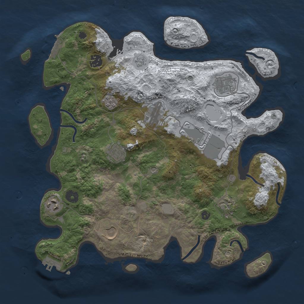Rust Map: Procedural Map, Size: 3500, Seed: 814221008, 18 Monuments