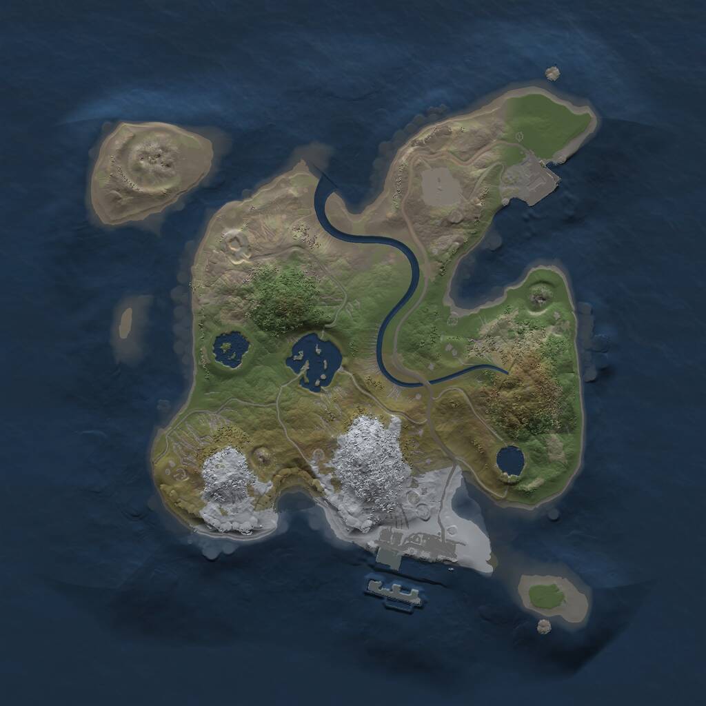 Rust Map: Procedural Map, Size: 2000, Seed: 907303429, 3 Monuments