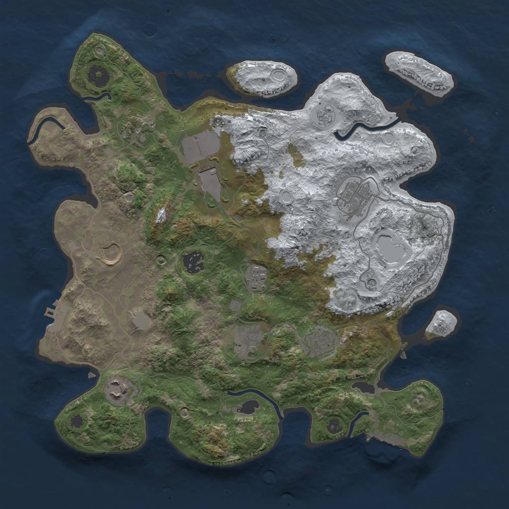 Rust Map: Procedural Map, Size: 3500, Seed: 2099142192, 18 Monuments