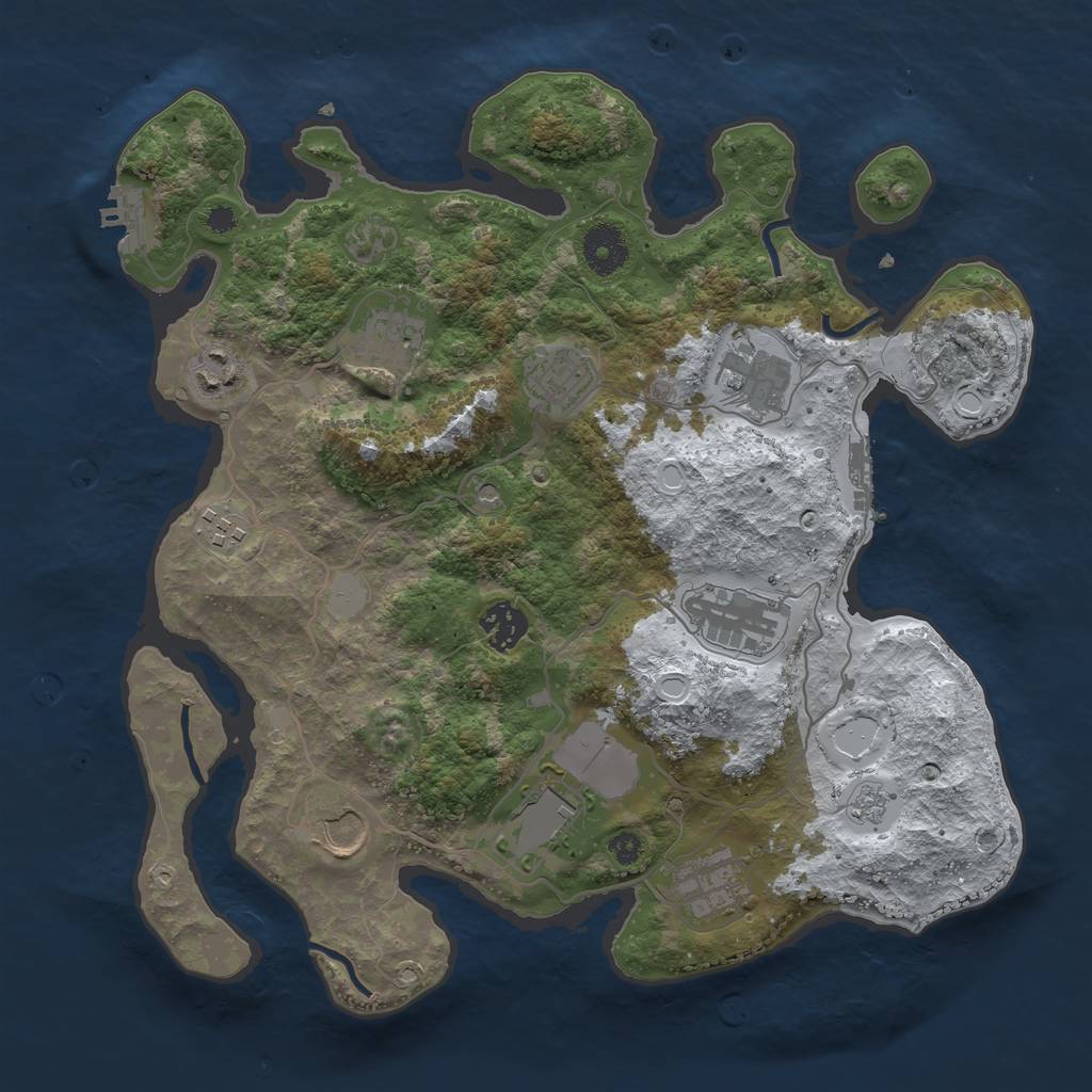Rust Map: Procedural Map, Size: 3500, Seed: 468949899, 19 Monuments