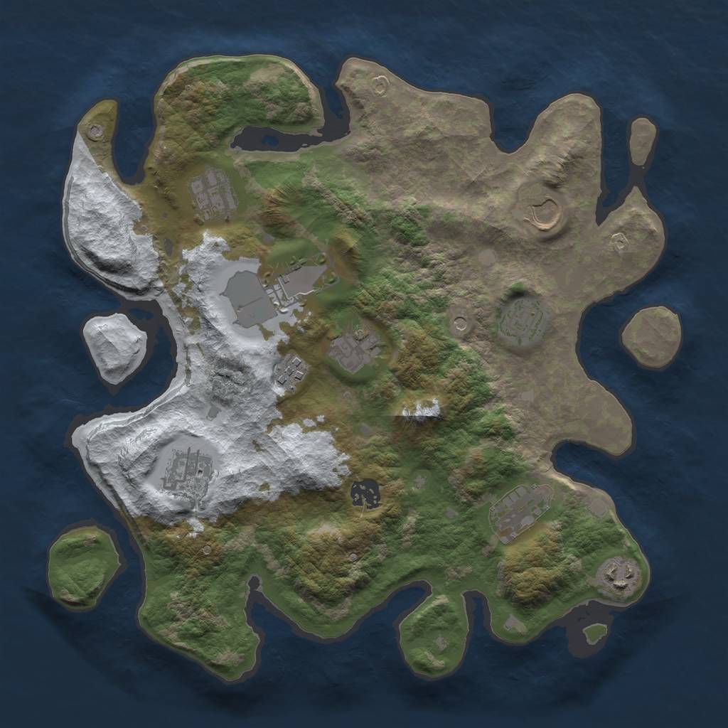 Rust Map: Barren, Size: 3500, Seed: 102607916, 13 Monuments