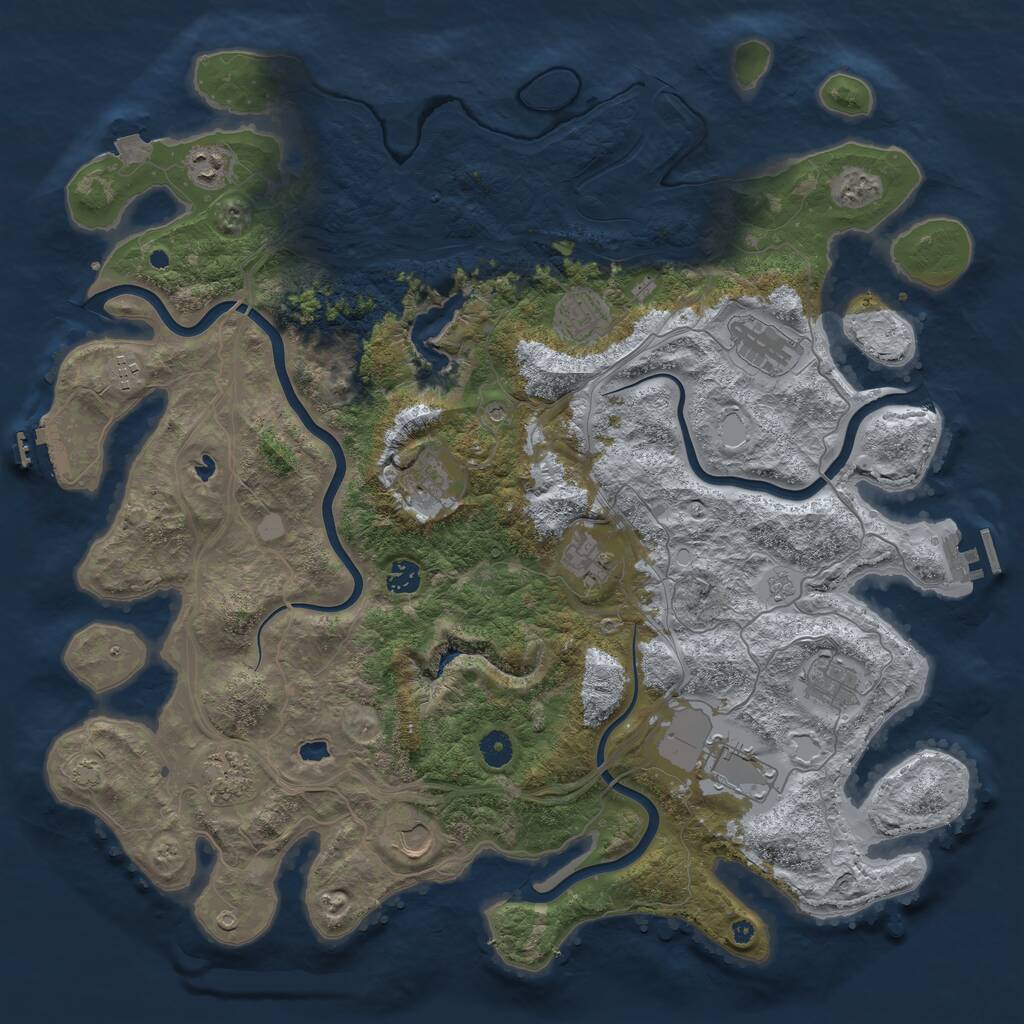 Rust Map: Procedural Map, Size: 4500, Seed: 1358403567, 17 Monuments