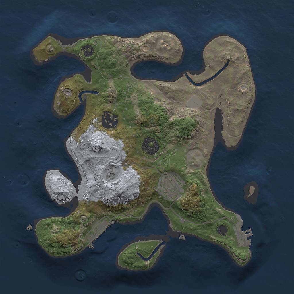 Rust Map: Procedural Map, Size: 2500, Seed: 16025, 10 Monuments