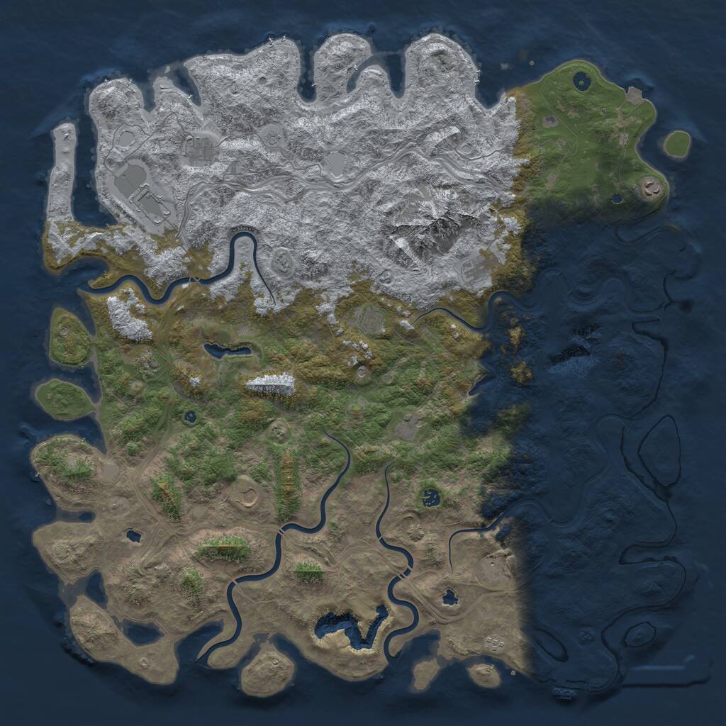 Rust Map: Procedural Map, Size: 6000, Seed: 11432196, 17 Monuments