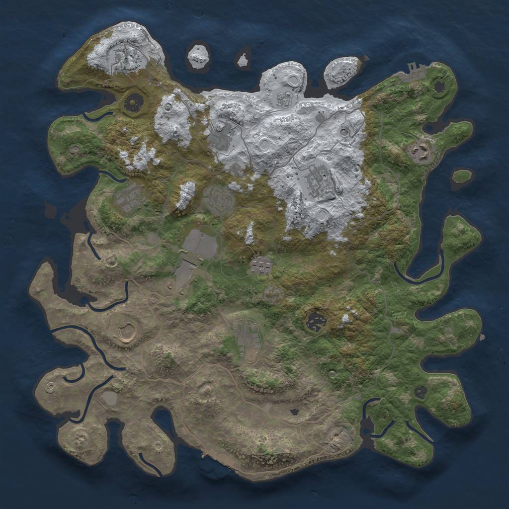 Rust Map: Procedural Map, Size: 4000, Seed: 1362884055, 20 Monuments