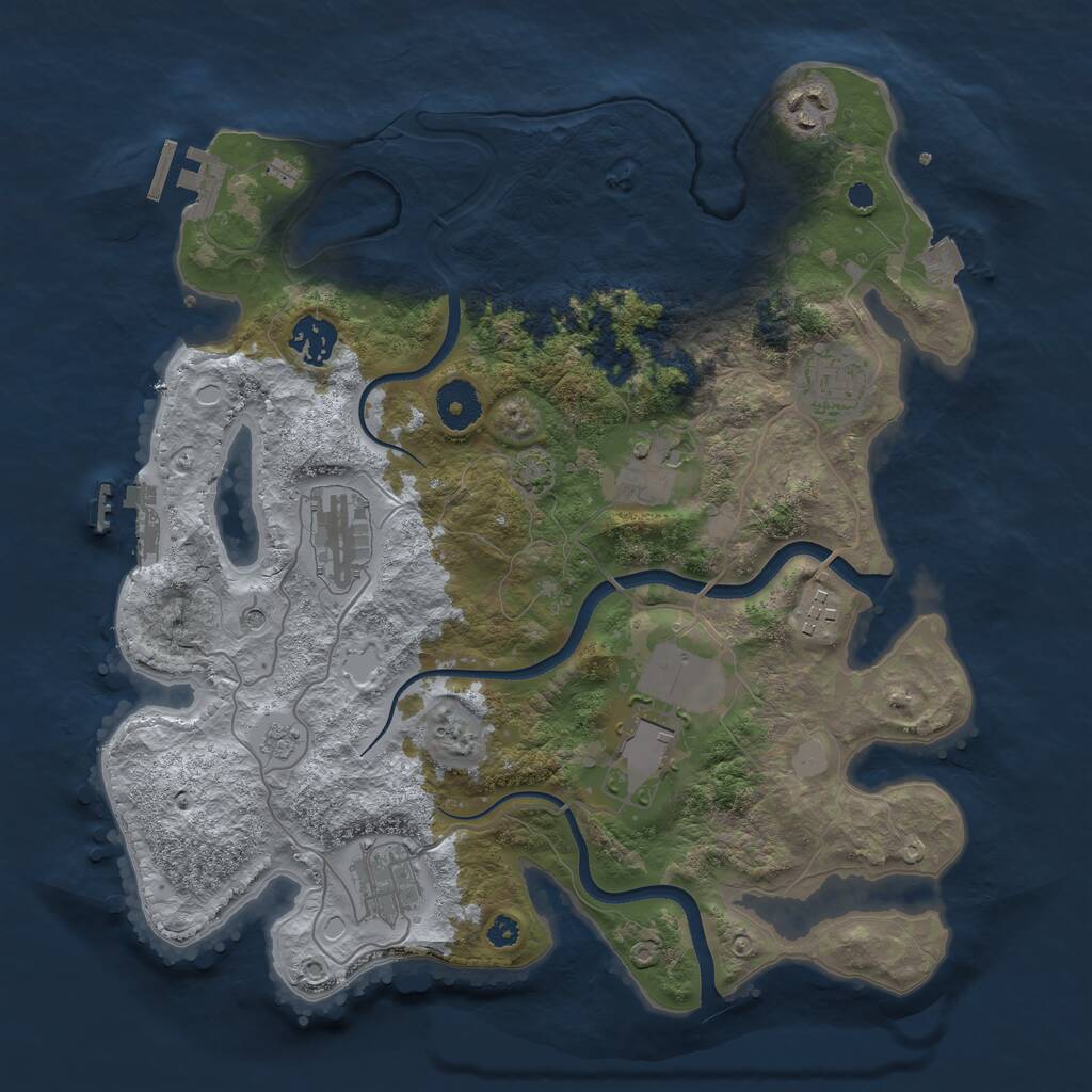 Rust Map: Procedural Map, Size: 3500, Seed: 715968669, 14 Monuments