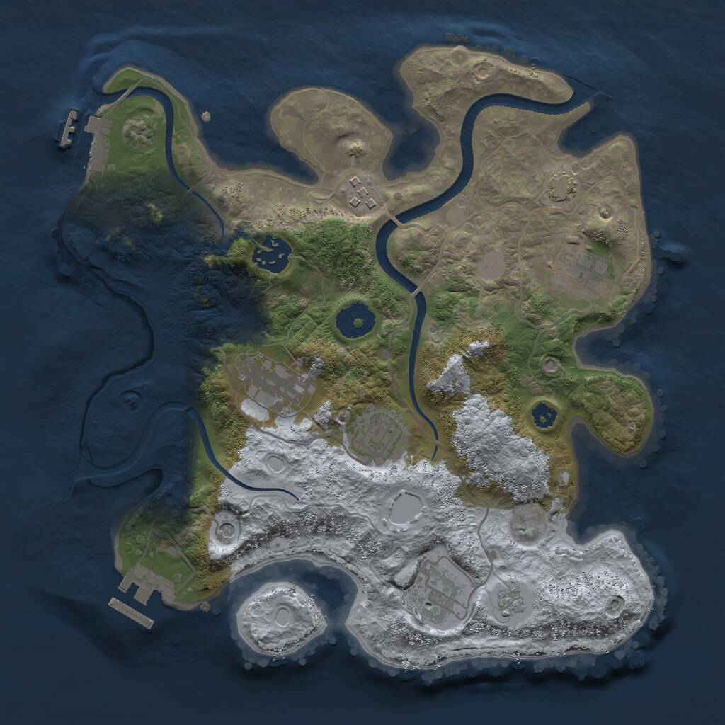 Rust Map: Procedural Map, Size: 3000, Seed: 272353271, 12 Monuments