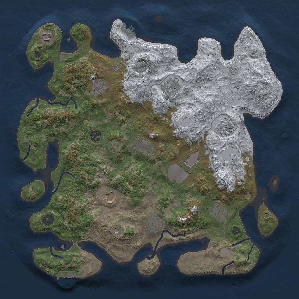 Rust Map: Procedural Map, Size: 3950, Seed: 591870555, 19 Monuments