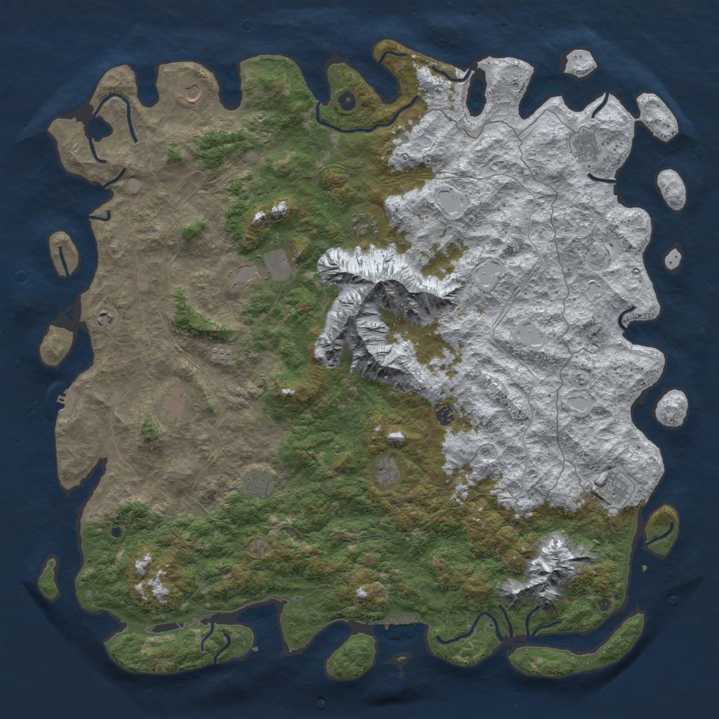 Rust Map: Procedural Map, Size: 6000, Seed: 435356346, 20 Monuments