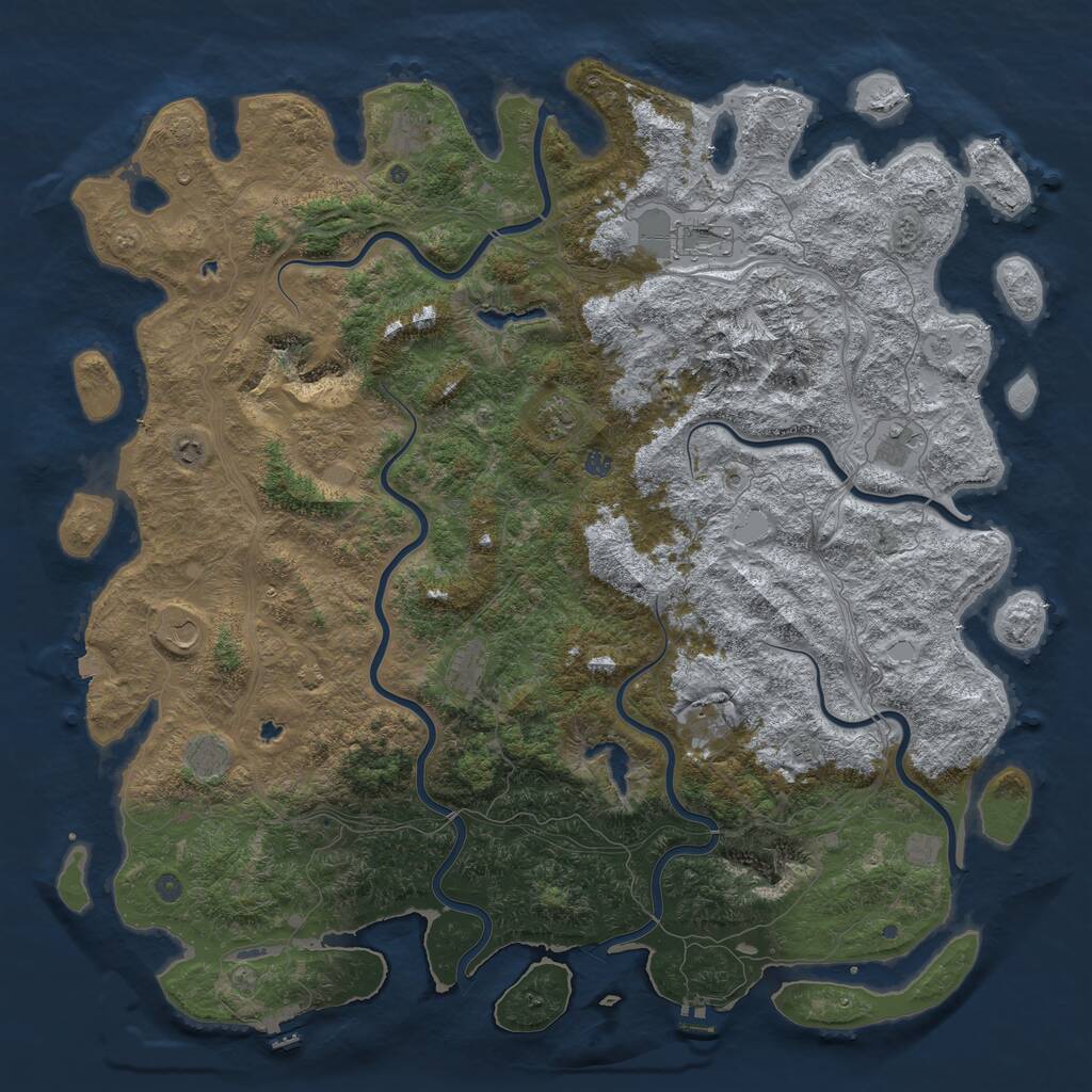 Rust Map: Procedural Map, Size: 6000, Seed: 435356346, 17 Monuments
