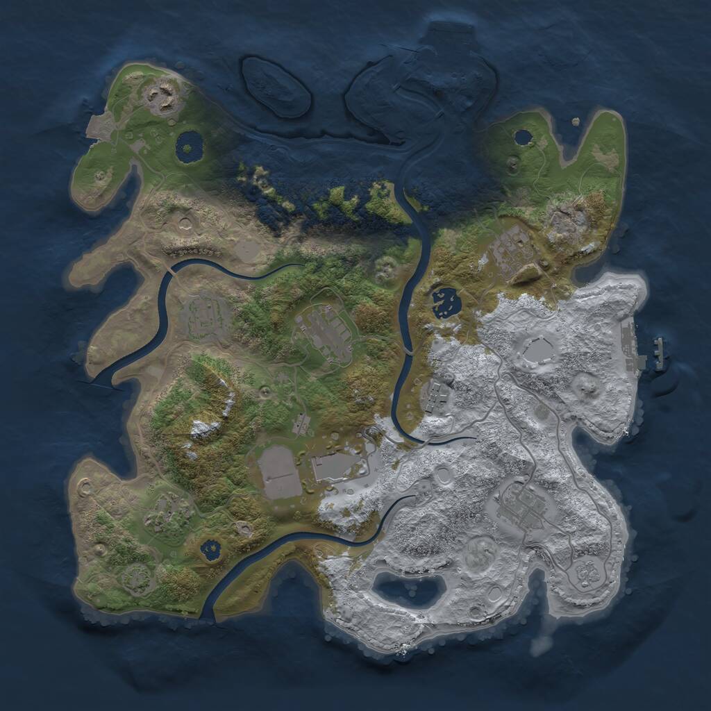 Rust Map: Procedural Map, Size: 3500, Seed: 1575566299, 15 Monuments