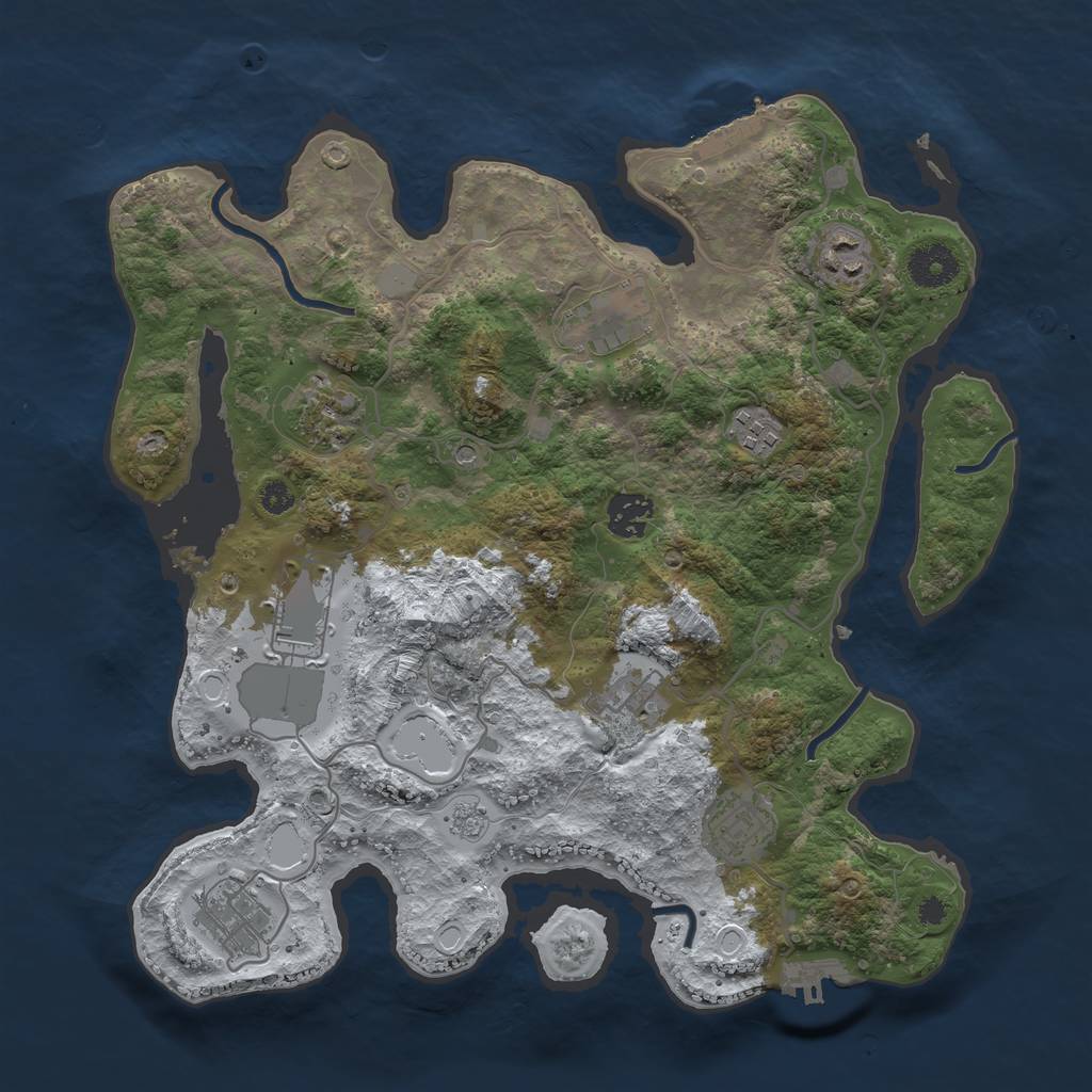 Rust Map: Procedural Map, Size: 3500, Seed: 6733341, 18 Monuments