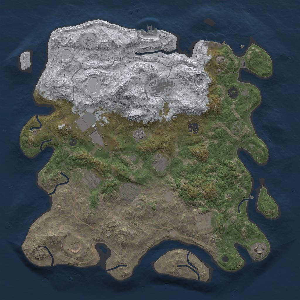 Rust Map: Procedural Map, Size: 4000, Seed: 28013, 19 Monuments