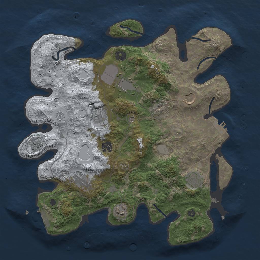 Rust Map: Procedural Map, Size: 3500, Seed: 352255235, 17 Monuments