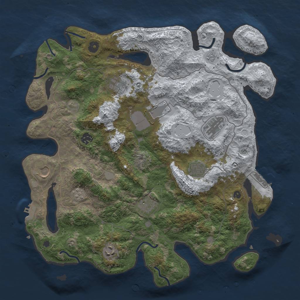 Rust Map: Procedural Map, Size: 4000, Seed: 62948932, 18 Monuments