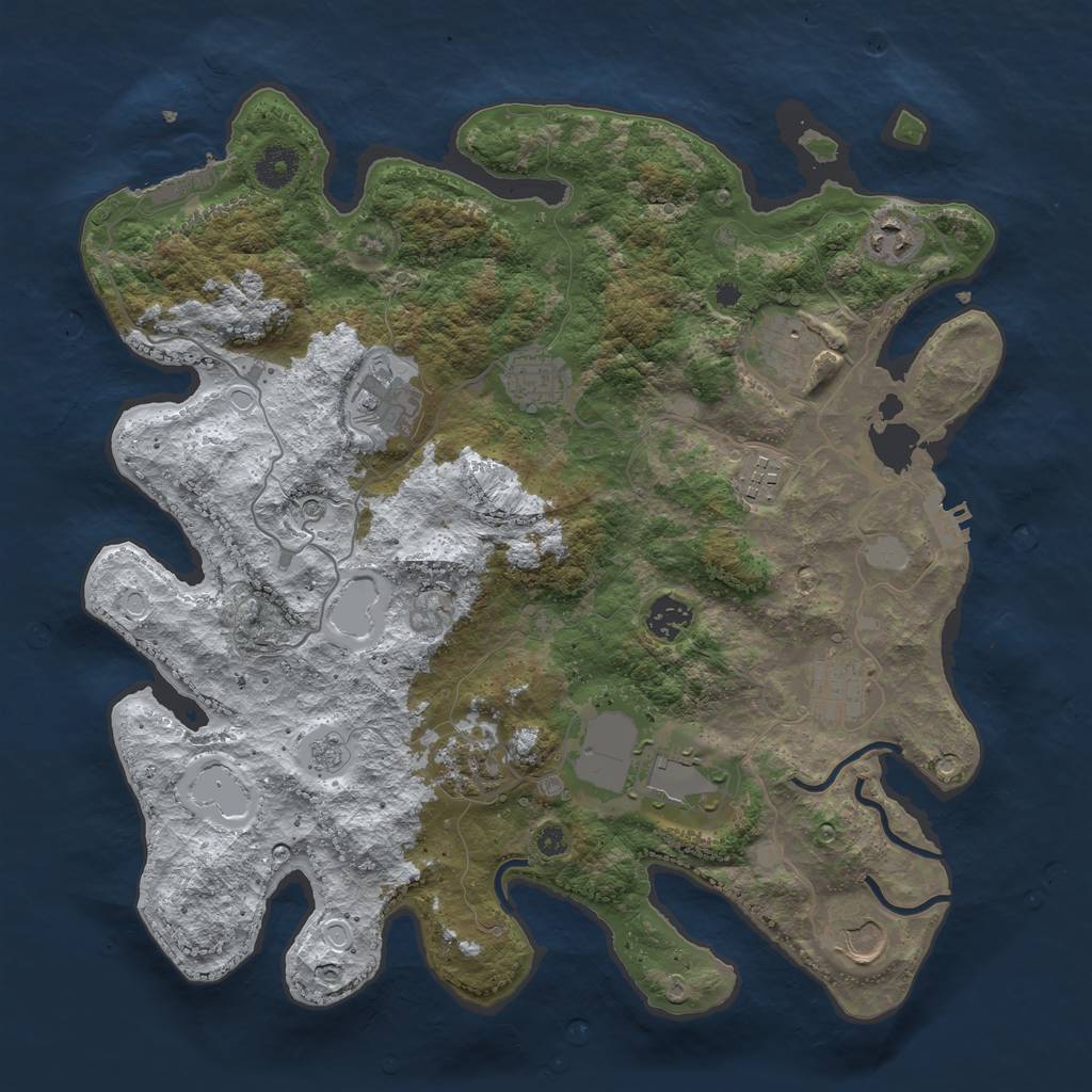 Rust Map: Procedural Map, Size: 3800, Seed: 2025324733, 19 Monuments
