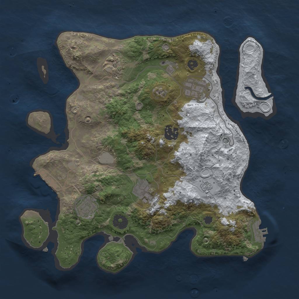 Rust Map: Procedural Map, Size: 3000, Seed: 33599, 14 Monuments