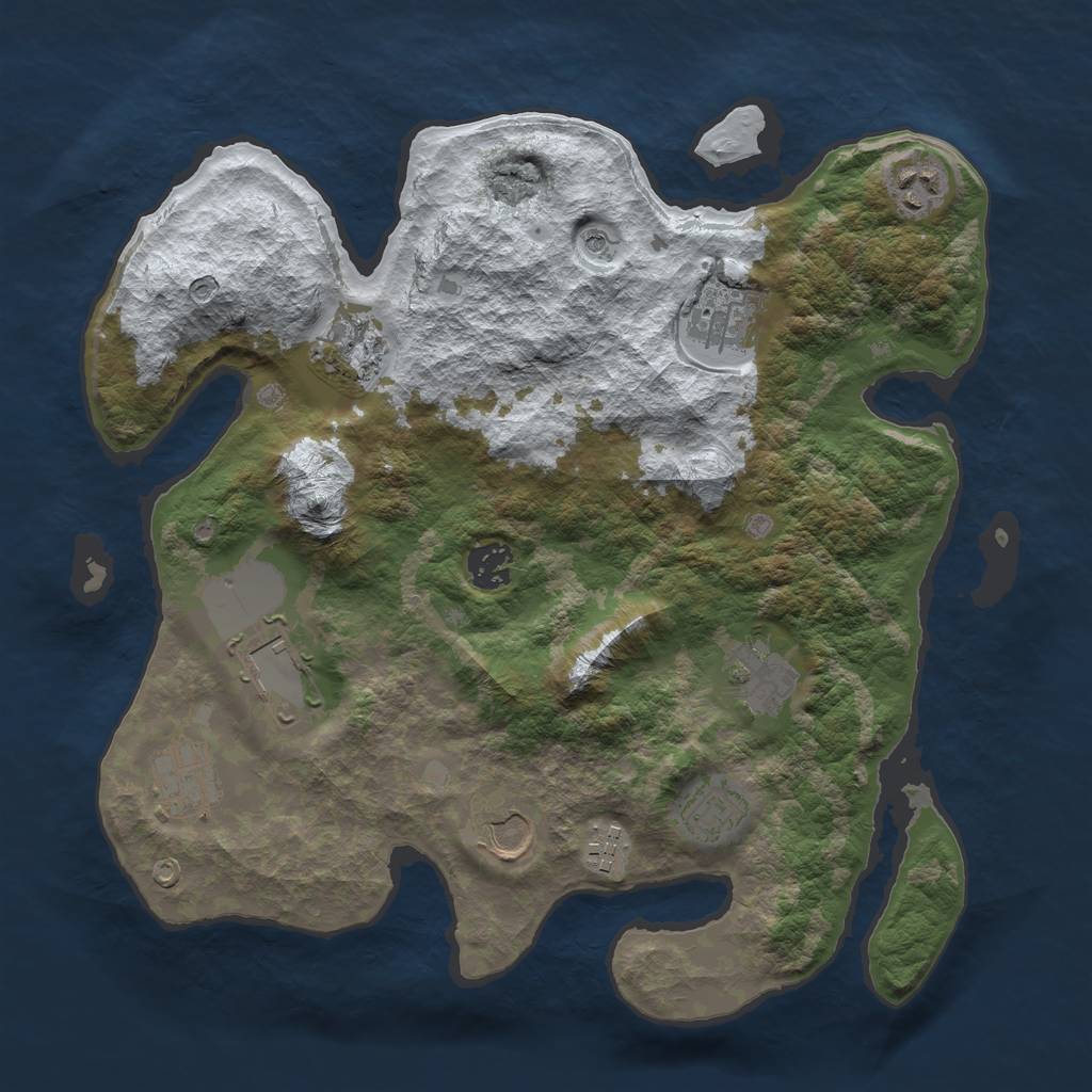 Rust Map: Barren, Size: 3500, Seed: 775941956, 13 Monuments