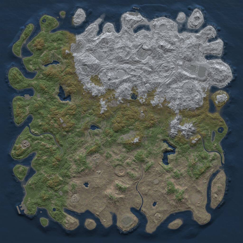 Rust Map: Procedural Map, Size: 6000, Seed: 77778888, 17 Monuments