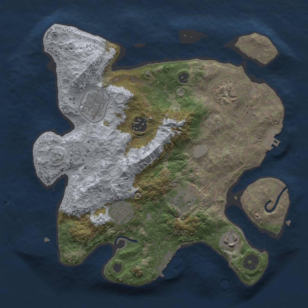 Rust Map: Procedural Map, Size: 3000, Seed: 1233345, 14 Monuments