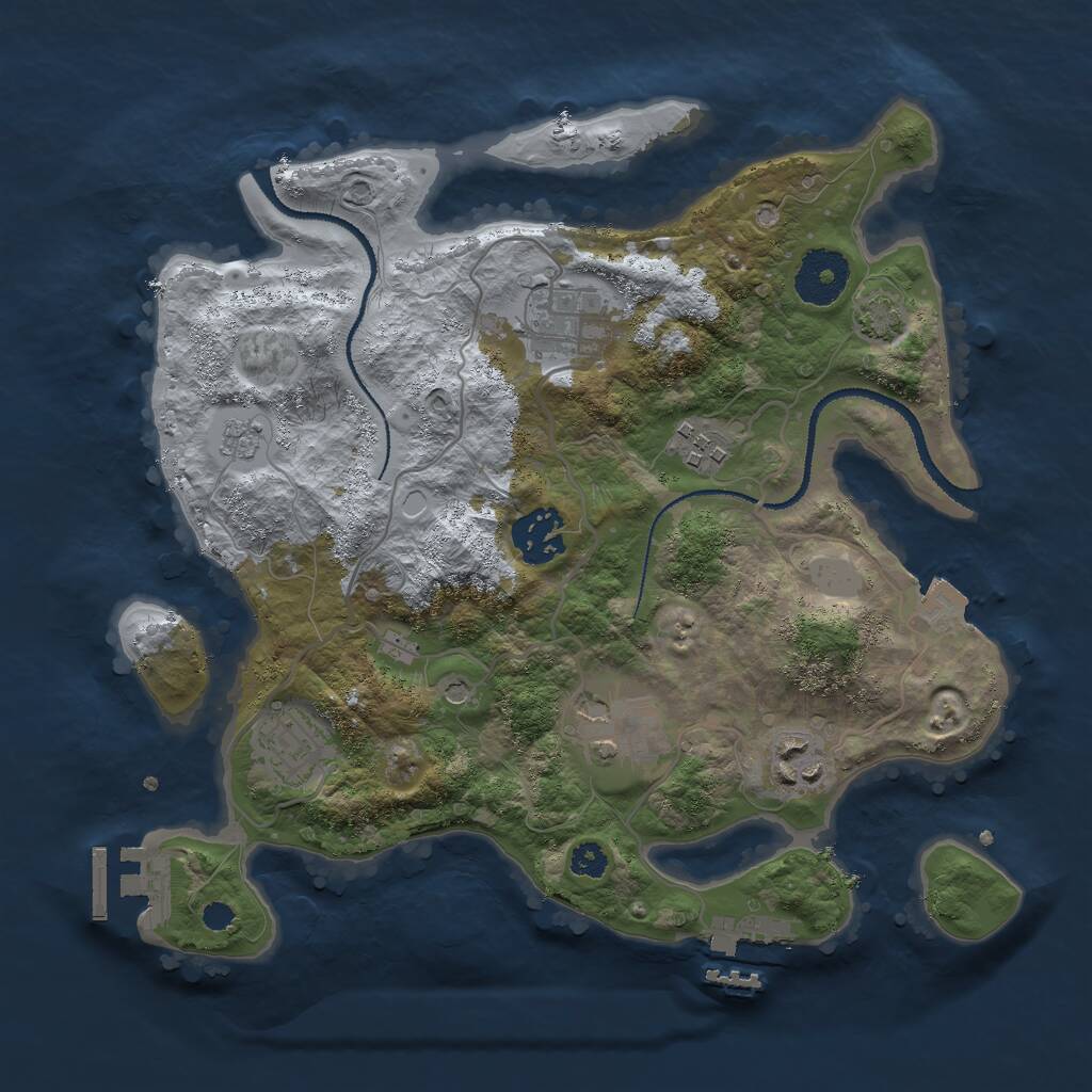 Rust Map: Procedural Map, Size: 3000, Seed: 543051286, 12 Monuments