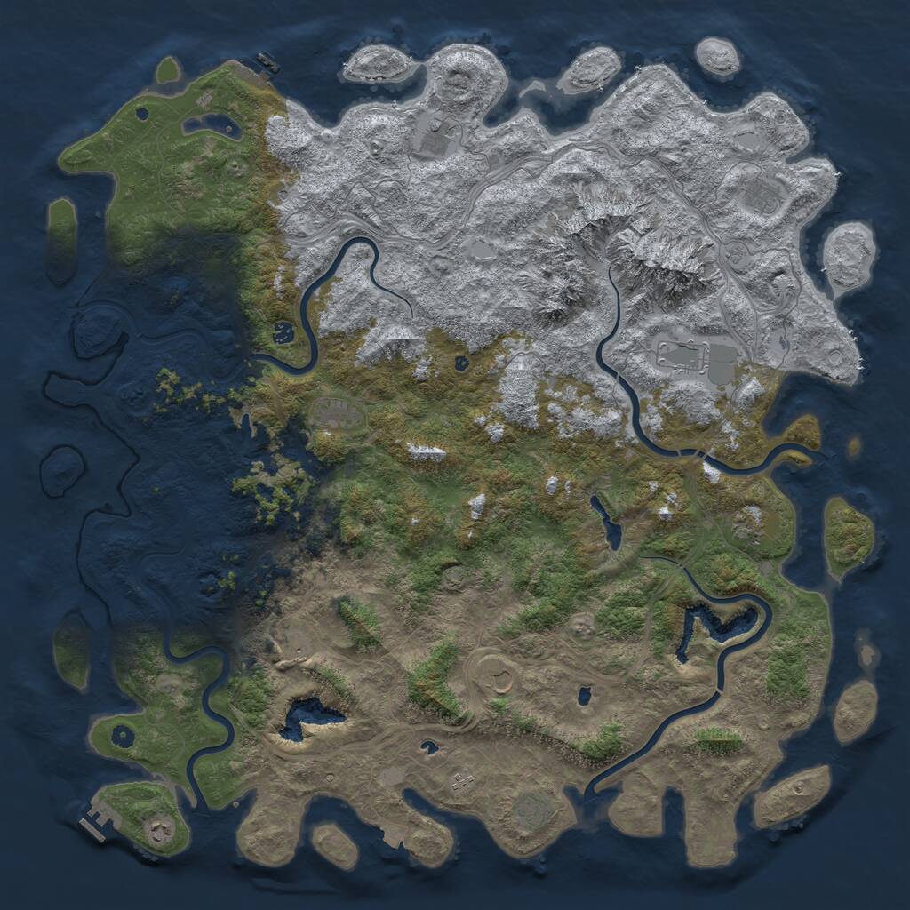 Rust Map: Procedural Map, Size: 6000, Seed: 57879564, 17 Monuments