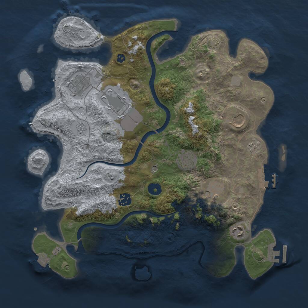 Rust Map: Procedural Map, Size: 3500, Seed: 114442441, 14 Monuments