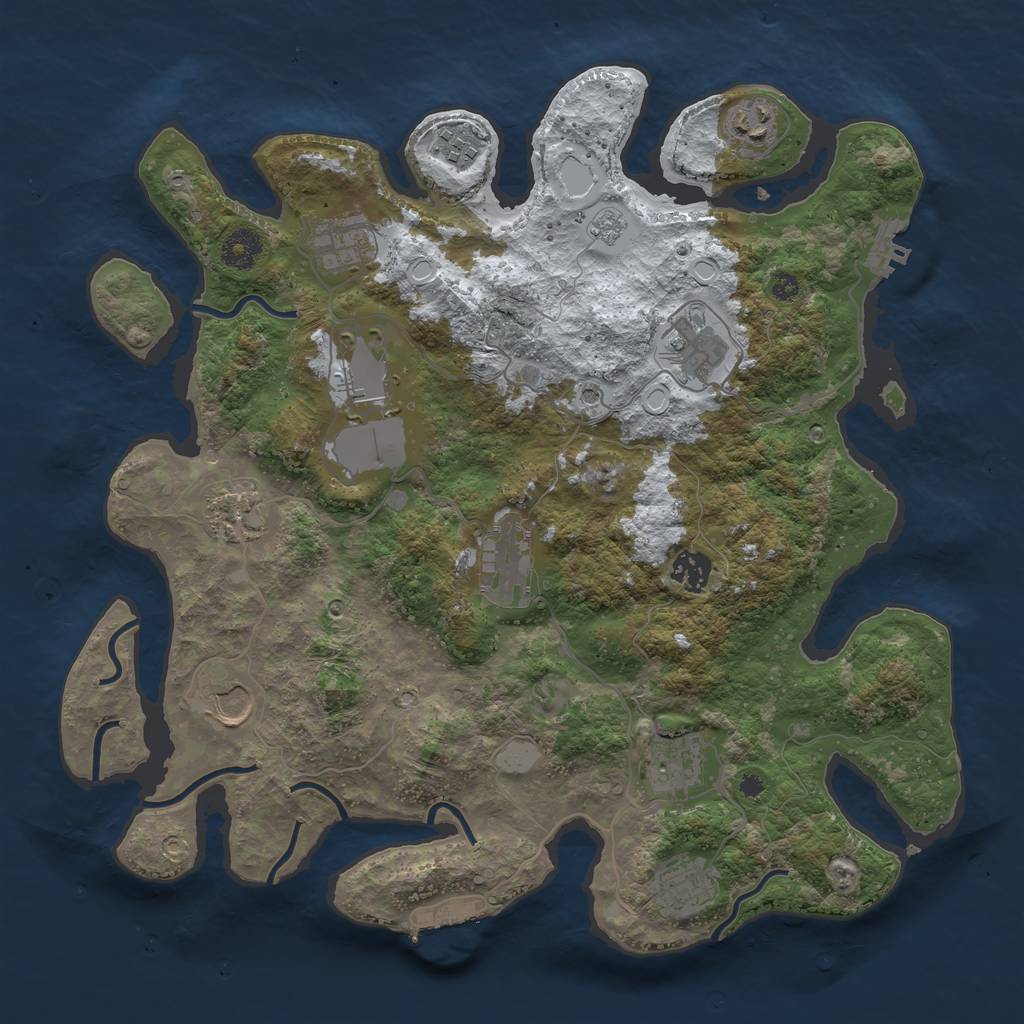 Rust Map: Procedural Map, Size: 3750, Seed: 2126468637, 20 Monuments