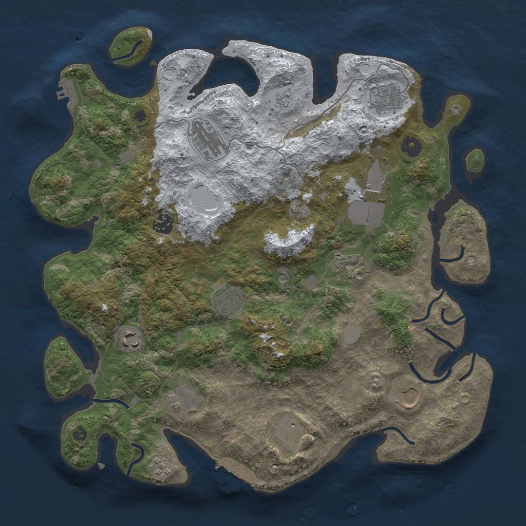 Rust Map: Procedural Map, Size: 3850, Seed: 1390781074, 20 Monuments