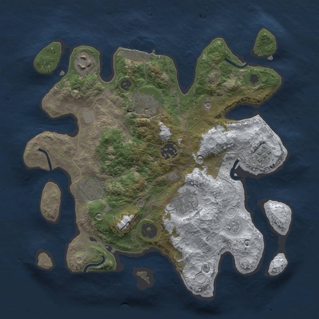 Rust Map: Procedural Map, Size: 3000, Seed: 1791110520, 14 Monuments