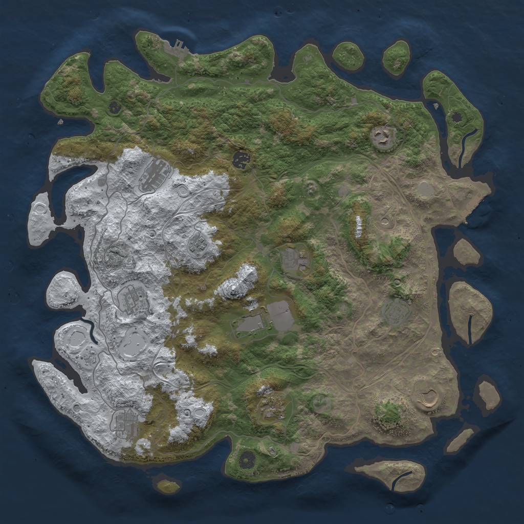 Rust Map: Procedural Map, Size: 4500, Seed: 777123807, 20 Monuments