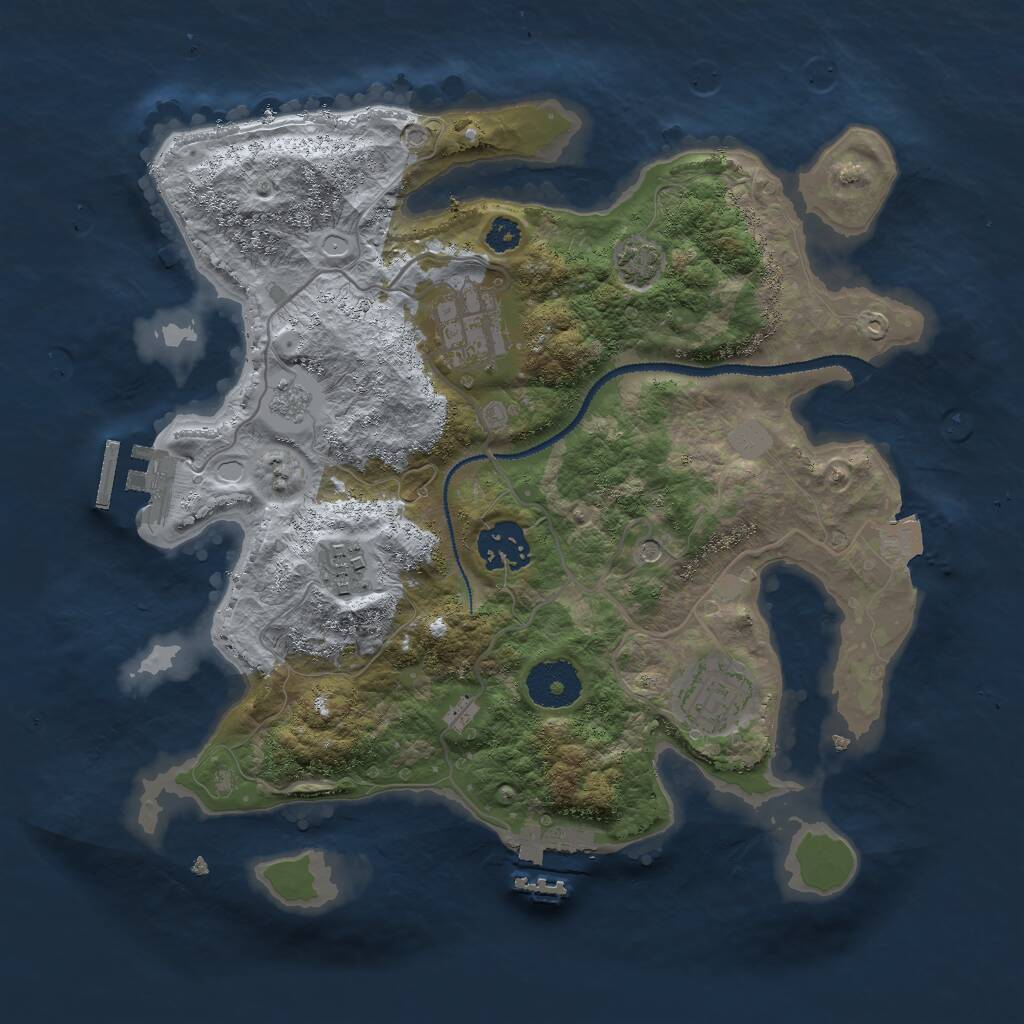 Rust Map: Procedural Map, Size: 3000, Seed: 389782236, 10 Monuments