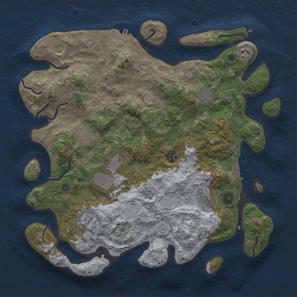 Rust Map: Procedural Map, Size: 3900, Seed: 5549, 18 Monuments