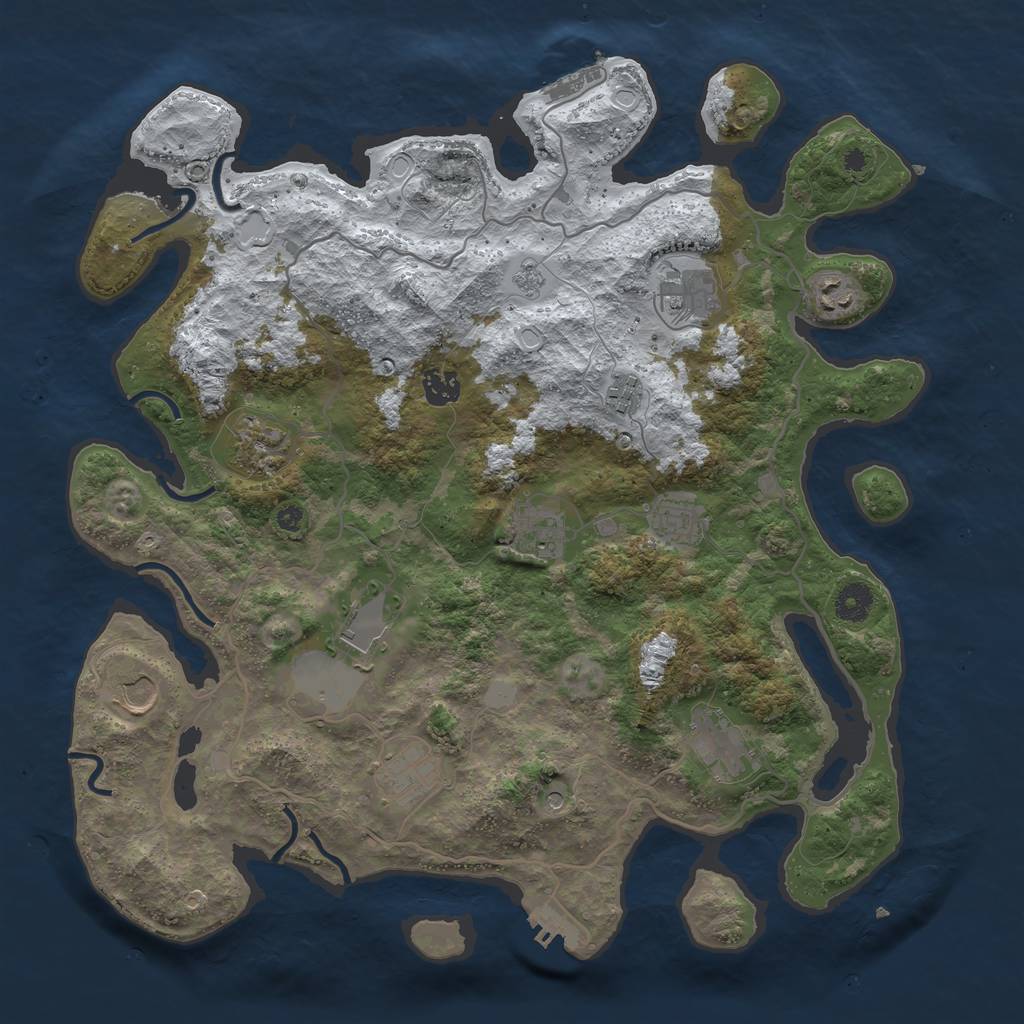 Rust Map: Procedural Map, Size: 4000, Seed: 820841918, 20 Monuments